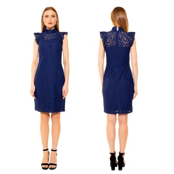 alexia admor blue lace dress Alexia Admor Women's Lana Draped Midi Dress, XL main image 1